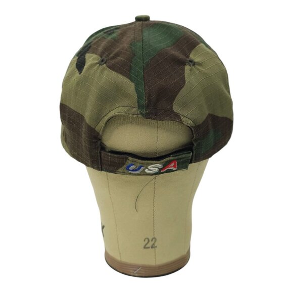 Bald Eagle USA Flag Camo Strapback Cap Embroidered Curved Brim Baseball Hat - Picture 4 of 13